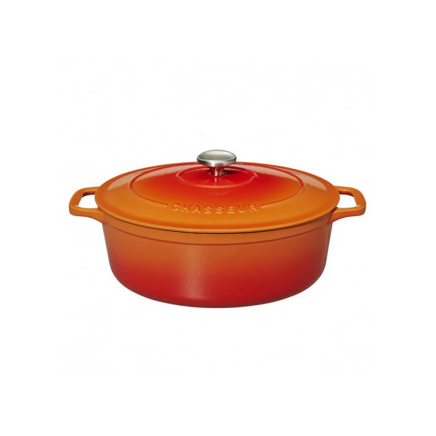 Cocotte En Fonte Ovale 31 Cm Orange Flammé Chasseur 4 Cocotte En Fonte Ovale 31 Cm Orange Flammé Chasseur – Image 2