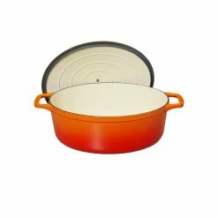 Cocotte En Fonte Ovale 31 Cm Orange Flammé Chasseur 9 Cocotte En Fonte Ovale 31 Cm Orange Flammé Chasseur -Cookway boutique cocotte en fonte ovale 31 cm orange flamme chasseur 2