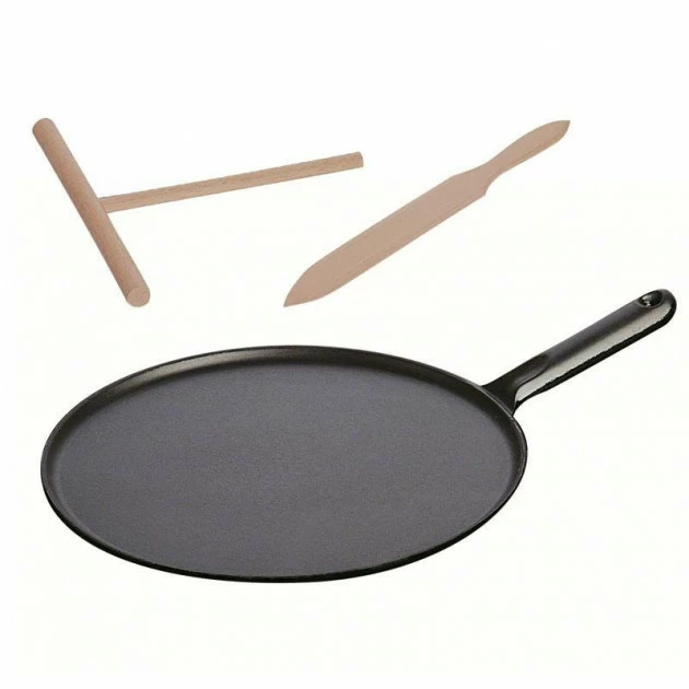 Crêpière 30 Cm Fonte Noire Staub, Manche Fonte 3 Crêpière 30 Cm Fonte Noire Staub, Manche Fonte