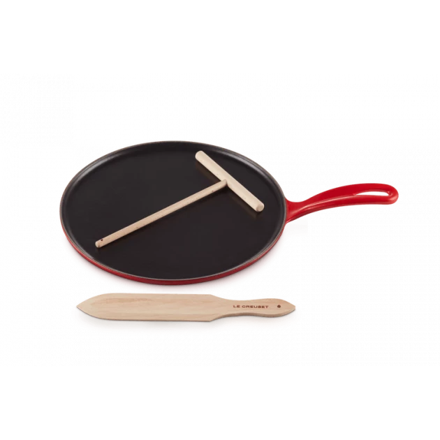 Crêpière Fonte Émaillée 27 Cm Cerise Avec Accessoires Le Creuset 3 Crêpière Fonte Émaillée 27 Cm Cerise Avec Accessoires Le Creuset