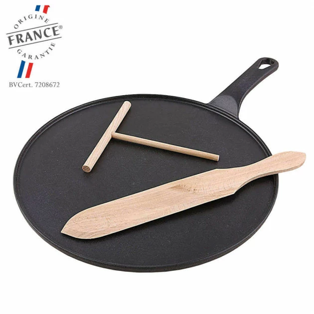 Crêpière Fonte Émaillée 30 Cm Noir Avec Accessoires Chasseur 3 Crêpière Fonte Émaillée 30 Cm Noir Avec Accessoires Chasseur