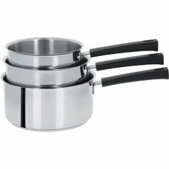 Lot De 3 Casseroles Inox à Poignée Noire Mutine Fixe Cristel