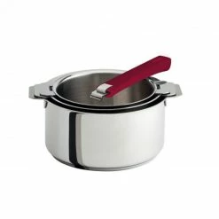 Lot De 3 Casseroles Inox Avec Poignée Framboise Mutine Amovible Cristel