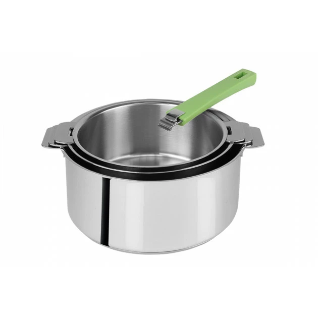 Lot De 3 Casseroles Inox Avec Poignée Verte Mutine Amovible Cristel 3 Lot De 3 Casseroles Inox Avec Poignée Verte Mutine Amovible Cristel