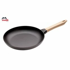Poêle En Fonte Noir 28 Cm Manche Bois Staub