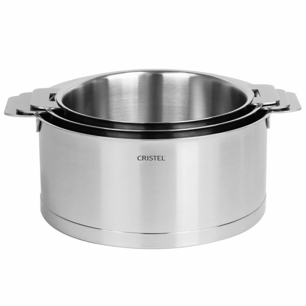 Série De 3 Casseroles + Poignée Zenith Amovible Inox Cristel 3 Série De 3 Casseroles + Poignée Zenith Amovible Inox Cristel