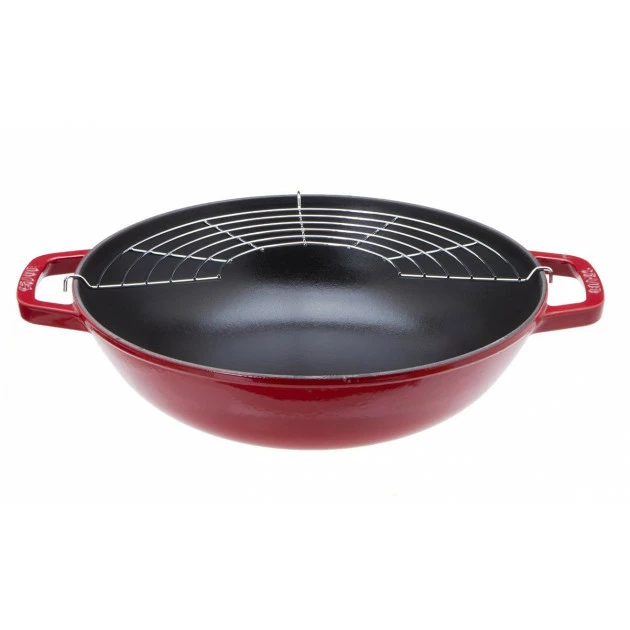 Wok En Fonte 30 Cm Rouge Staub 4 Wok En Fonte 30 Cm Rouge Staub – Image 2